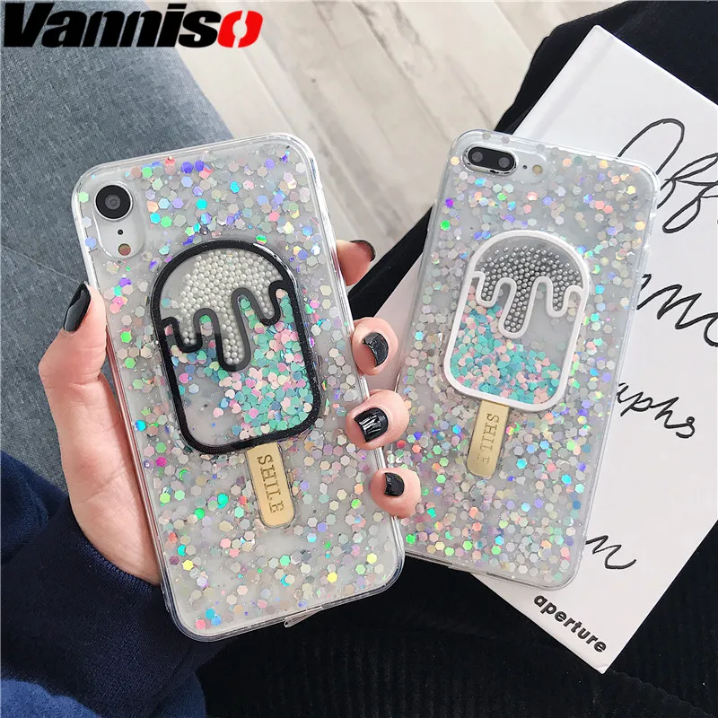 Vanniso Красочные Блестки мягкий чехол для iphone 7 8 XS MAX TPU задняя крышка для iphone XS X XR 6 6 S 7 8 Plus украшение из жемчуга Popsicle