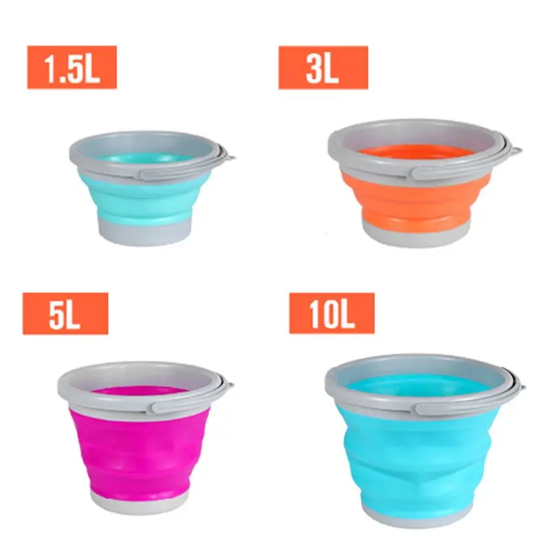 

Multifunction Foldable Fishing Tool Bucket Car Wash Outdoor Supply Accessories Retractable Large Capacity Silicone Round Bucket