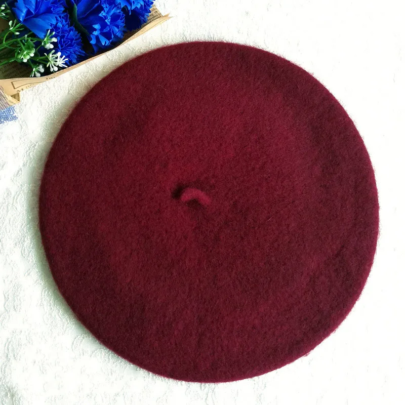 Модный детский теплый берет унисекс из искусственной шерсти, шапка бини, осенне-зимние шапки, подарок NGD88 - Цвет: Wine Red
