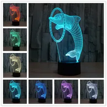 3D Иллюзия светодиодный Ночной светильник 7 цветов Дельфин настольная лампа новинок рождественские светильник s с сенсорной кнопкой детский ночной Светильник