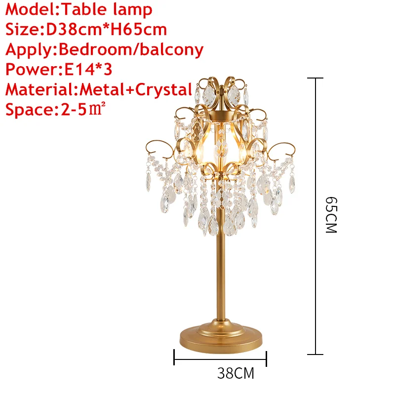 Хрустальный напольный светильник с золотыми металлами, лампада, светильник s с E14, лампа для гостиной, спальни, столовой - Lampshade Color: Table lamp
