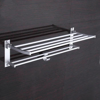 

Space Aluminum Bathroom Accessories Towel Rack Shower Organizer Wall Shelf Brushed Corner Storage Holder Shelves with Hooks