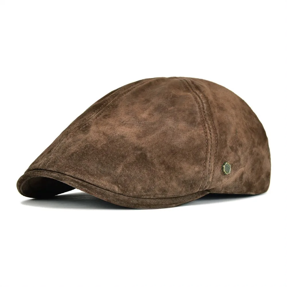 VOBOOM Suede Leather Newsboy Cap Men Women Frosted Nubuck Pigskin 8 ...