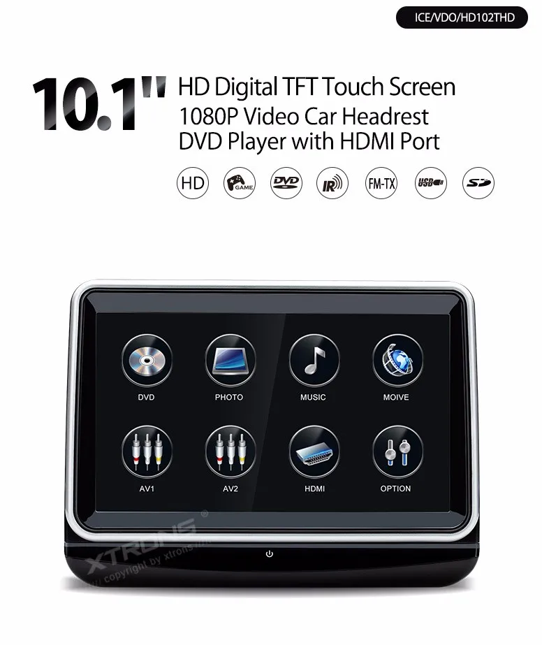 Best 10.1" Touch Screen Headrest Car DVD Car Headrest DVD Car Headrest Monitor DVD with 1024*600 Resolution & Front Flip Into Disc 0