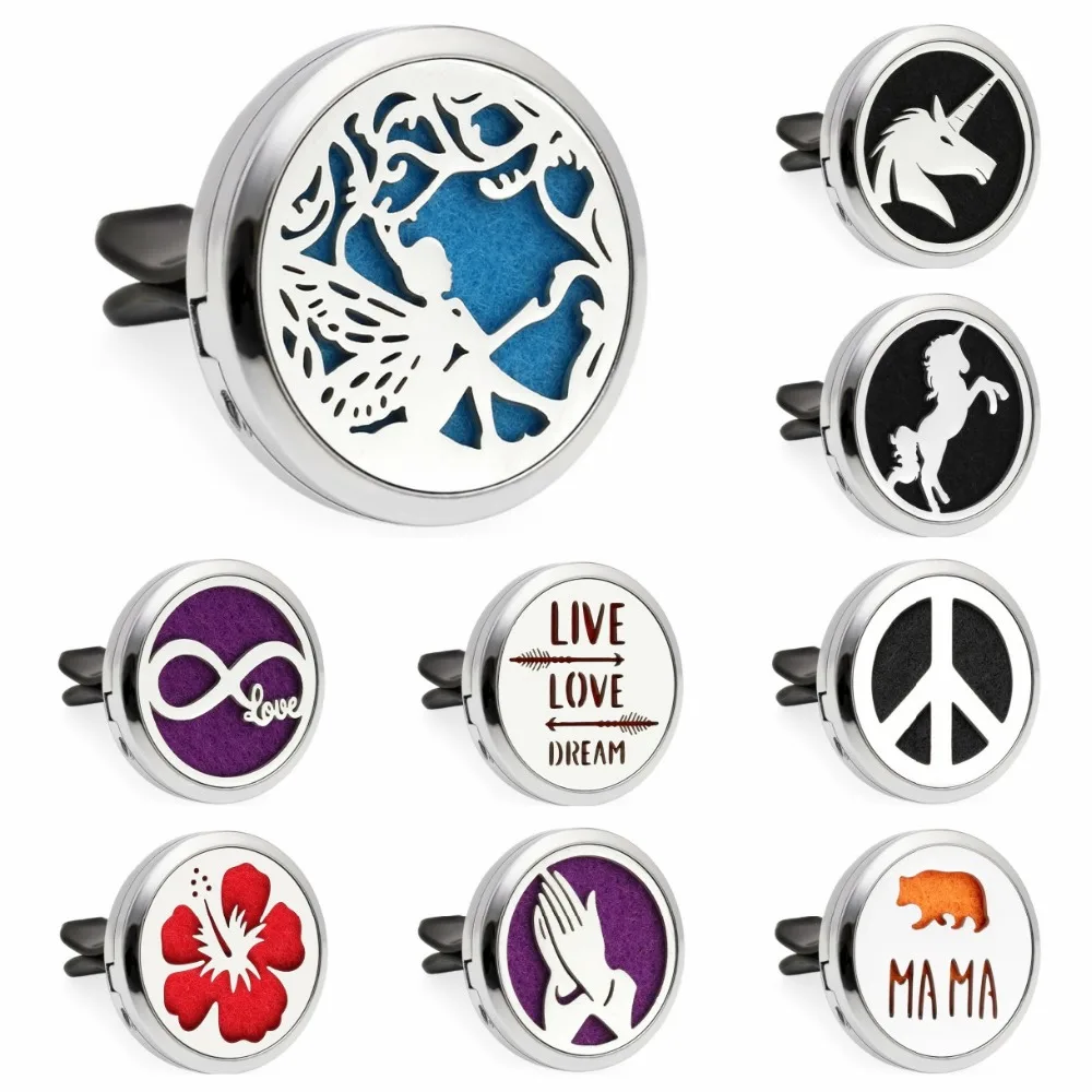 

Pretty angel Lotus lovely dog Car vent clips Diffuser locket parfum Essential Oil Perfume locket Magnetic medallion with 10 Pads