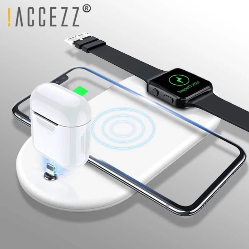 

!ACCEZZ 3 in 1 10W 7.5W QI Fast Wireless Phone Charger For iphone 8 Plus X XS MAX XR For AirPods For Samsung Lighting Charging