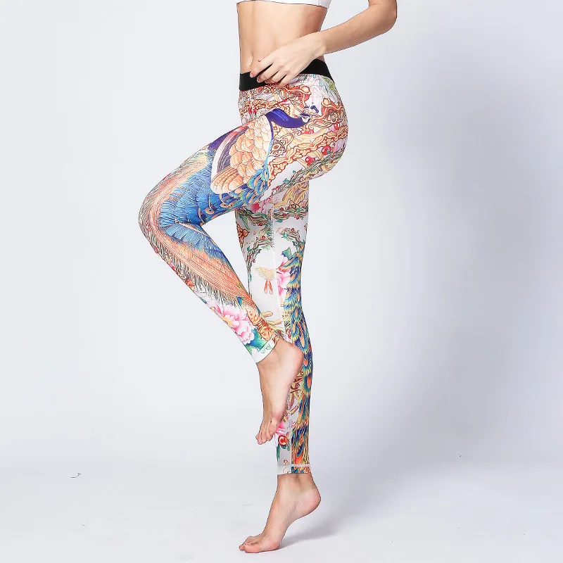 2017 Printed Women s Sports font b Fitness b font Elastic Leggings Stretched Gym Athletic Quick