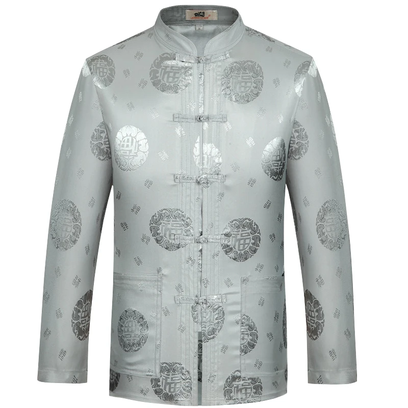 Online Herbst Winter Männer Traditionellen Chinesischen Tang anzug Oben Plus Größe 3XL Print Stehkragen Taste Chinese Kung Fu Jacke Kleidung