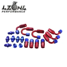 LZONE - 6 AN AN-6 droit/90 /180 degrés en aluminium pivotant tuyau fin raccord adaptateur huile ligne de carburant + AN6 PORT PLUG JR-SL10AN6-RB