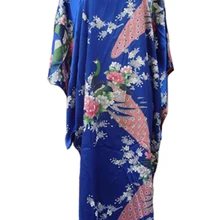 Королевский синий женский шелковый халат из вискозы, Летняя Сексуальная Повседневная Ночная рубашка, домашнее платье, новинка юката, банное платье размера плюс 6XL S002-D