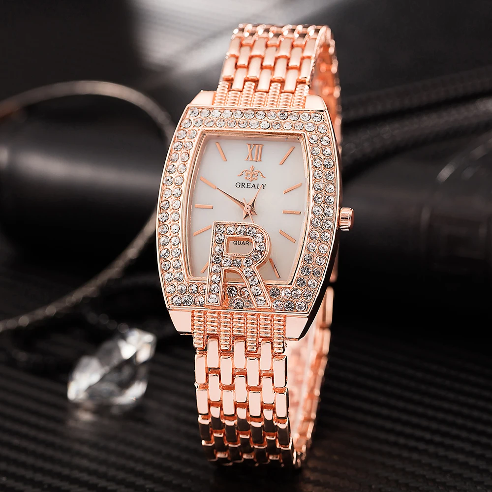 

2018 Popular designer watches women rhinestone watch dial R worlds case fashion gold plated wrist watch with gift watch box top