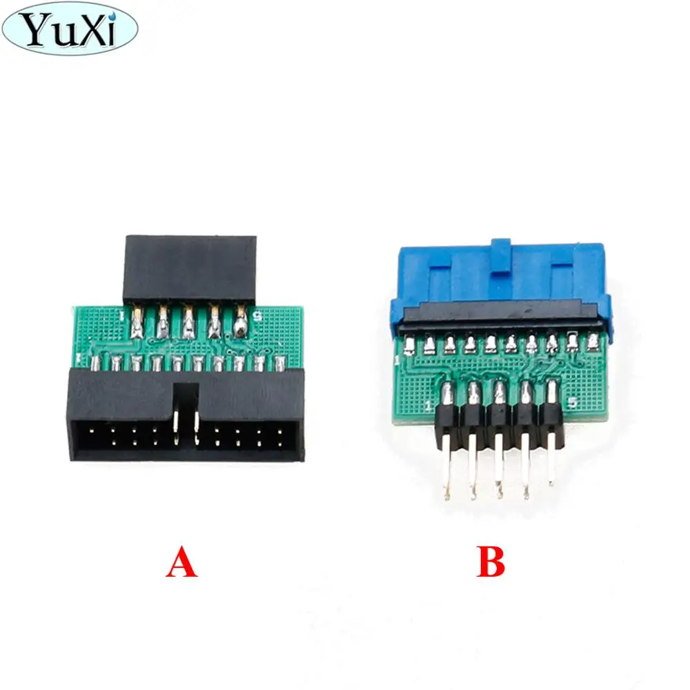 

YuXi 6pcs Motherboard Front USB3.0 19 20 pin female to USB2.0 9p male adapter USB 3.0 19/20Pin to USB 2.0 9pin converter adapter