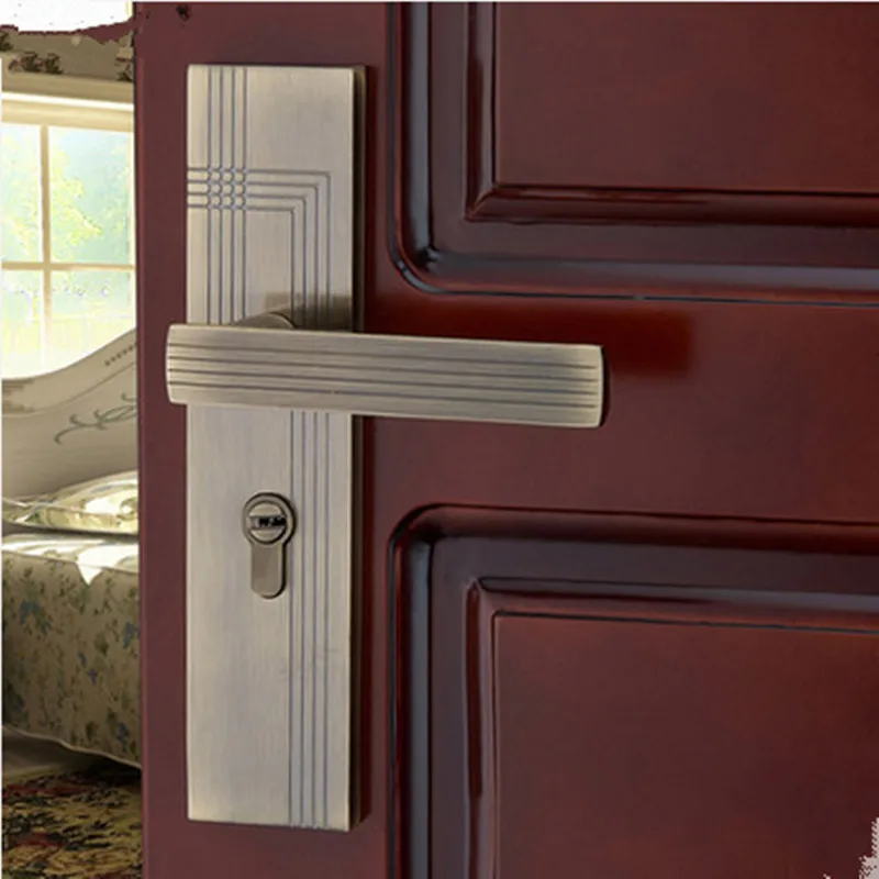 fashion European antique brass luxury bed room handle lock wood stainless wood door lock 2 latchs indoor handle lock free ship