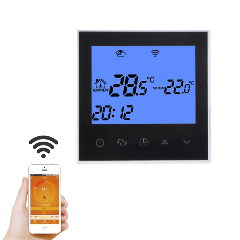 Wi-Fi терморегулятор дистанционного Управление Электрический пол Система нагрева 12/16A Сенсорный экран
