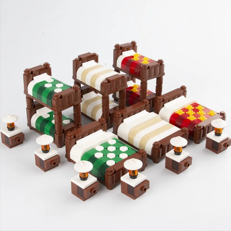

DIY City Building Blocks Decoration Furniture Double Bed Single Bed Bunk Bricks Bedroom City House Accessories Toys for Children