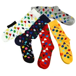 6 пар пары короткие носки Размер 38-44 Высокое качество удобные носки из хлопка в британском стиле Геометрия хит Цвет Для женщин Для мужчин