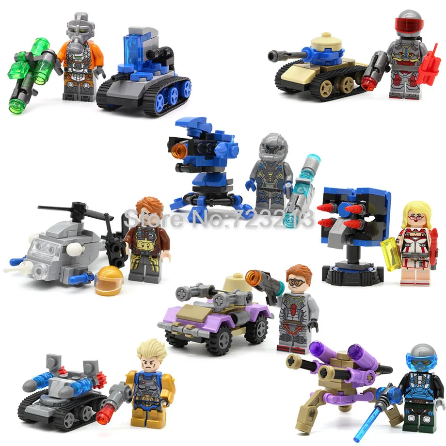 

8pcs/lot Red Alert Game Figure Set Desolator Archer Emperial Collector Military SWAT Tank Building Blocks Brick Toys SY1242