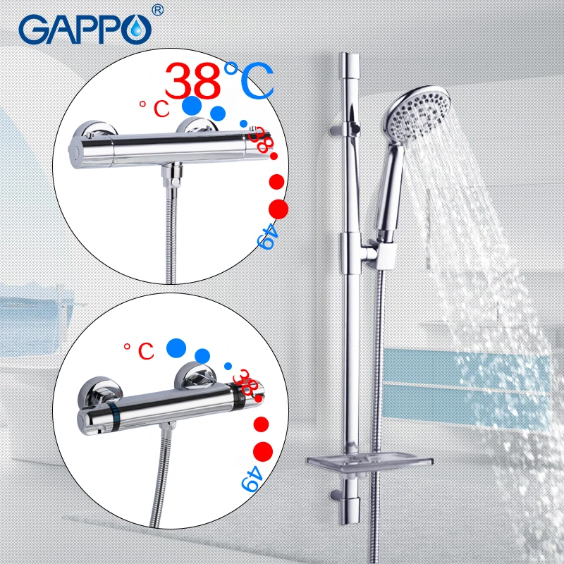 

GAPPO Bathtub Faucets shower faucet thermostatic bathtub shower wall mounted extension shower holder adjustable slide bar