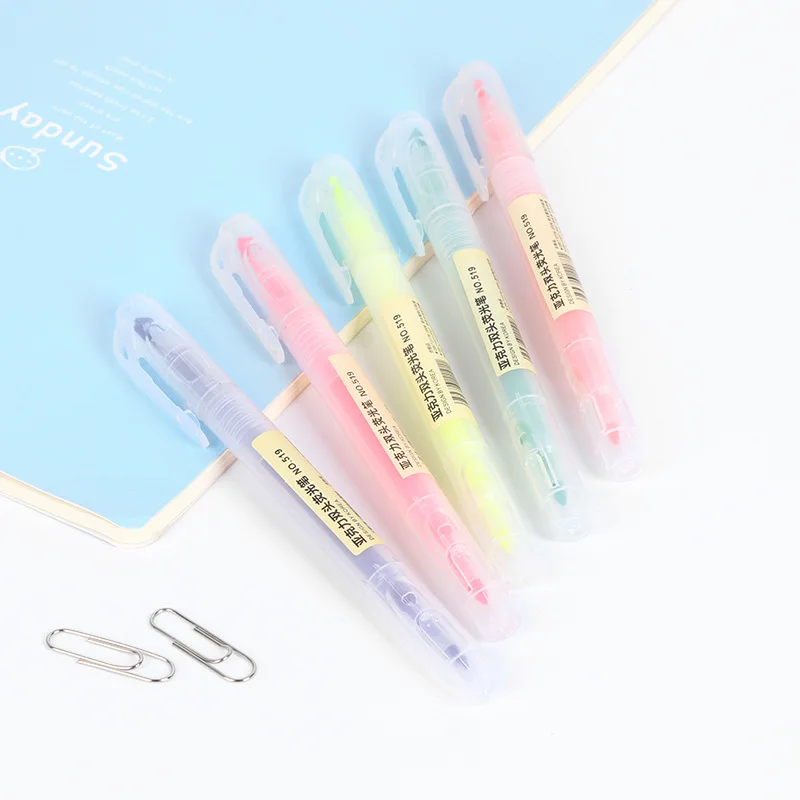 

Cute Color Highlighter Creative Double Head Marker Pens For Graffiti Painting Kids Gift Korean Stationery Office School Supplies
