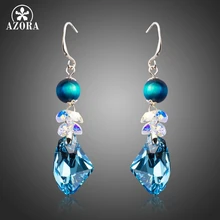 Azora genuino deslumbrante azul irregular forma de calidad superior de cristal austriaco pendientes de gota para los regalos del día de san valentín te0276