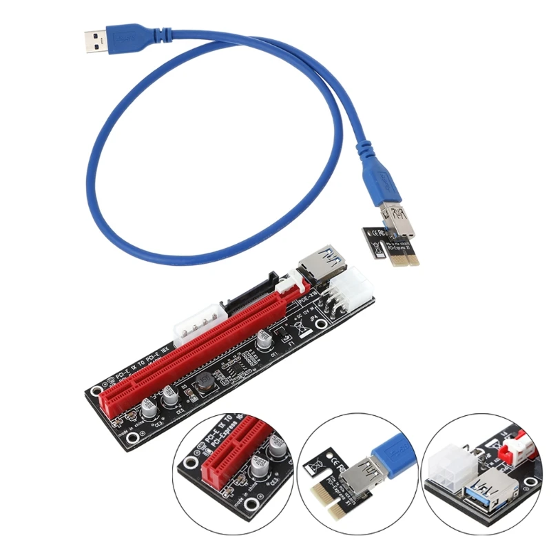 4pin 6pin SATA power PCIExpress 16X Slot Riser Card USB 3,0 PCI-E pci-express 1x to 16x PCIE Riser для майнинга биткоина BTC