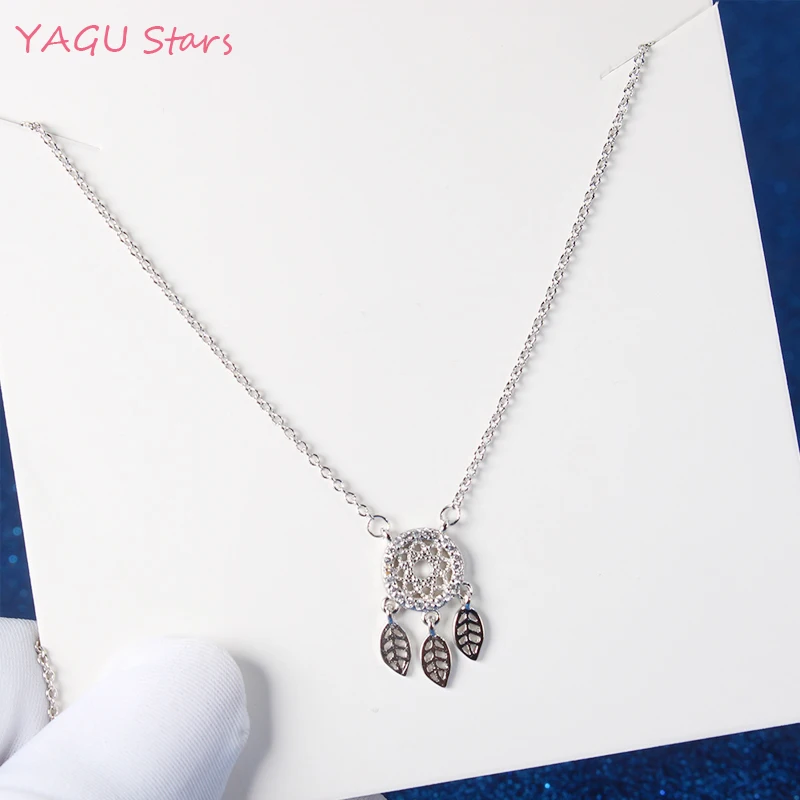 

Trendy Style Dream catcher Feather Pendant Necklace 925 Sterling Silver Link Chain Mandala Lotus Necklace Women Jewelry Y-K177