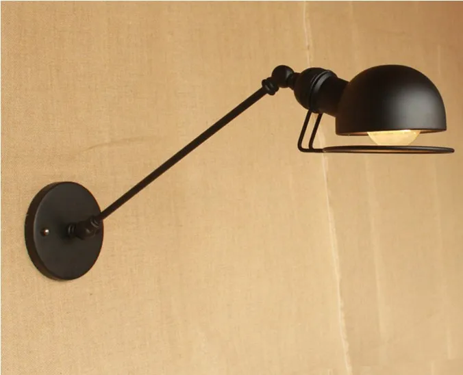 

IWHD 30CM Long Arm Vintage Wall Lamp Fixtures Black Loft Industrial Wall Light Sconce Arandela Apliques Pared