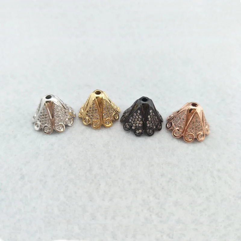 

10pcs/lot Tassel Caps,Micro pave CZ zircon Rhinestone End Cap Connectors,Jewelry Findings BD327