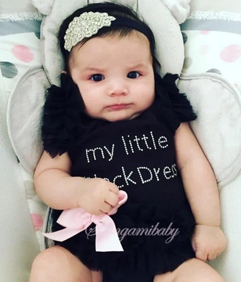 Little Girl Black Baby Rompers 1 2 Year Toddler Birthday Outfits Kids