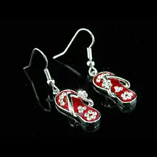 Серьги Подвески Peacock Star красные, черные серьги в форме шлепанцев с австрийскими кристаллами CSE032