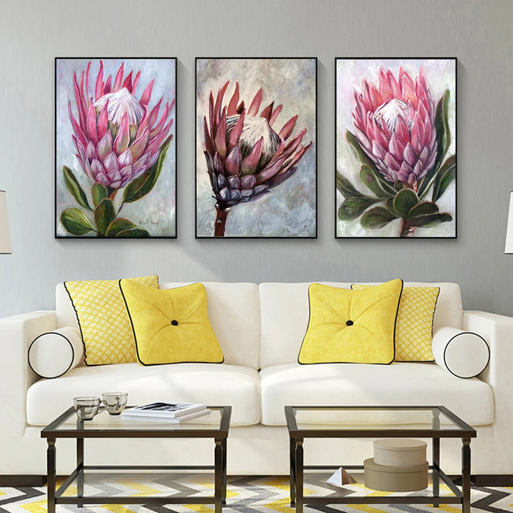 

Classic Protea Flower Plant Canvas Painting Flowers Wall Art Poster and Print Picture for Living Room Wall Decoration Home Decor