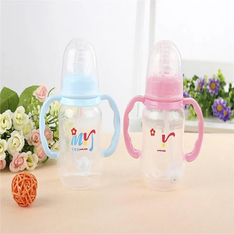

Random 150ml Milk Water Feeding PP Bottle For Baby Child Standard Neck Nipple Nursing Bottle with Handles #10