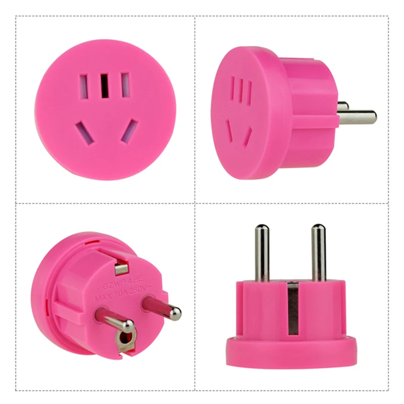 AUKTION Universal EU Plug Adapter Euro Converter US AU CN To EU Plug Wall Charger Travel Adapter 2 Round Pin AC 10A 100V-250V