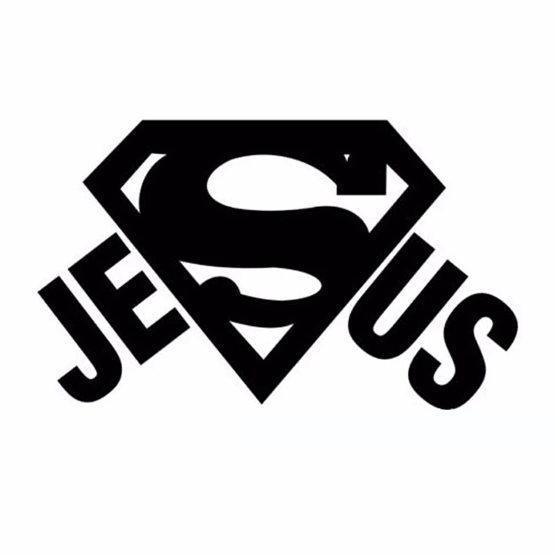 

13*8cm Creative Funny Superman Jesus Christian Car Stickers Decal For Rearview Mirror Car Head Engine Cover Windows Decoration