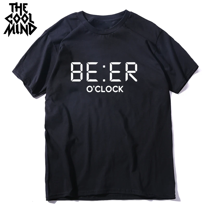 COOLMIND, хлопок, забавное пиво, OCLOCK, принт, Мужская футболка, крутая, летняя, забавная Мужская футболка, Мужская футболка с круглым вырезом, мужские футболки