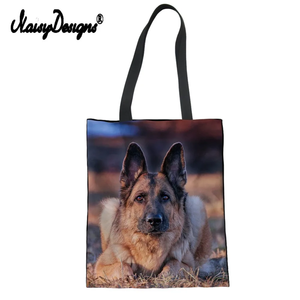 Новые холщовые сумки-тоут с принтом немецкой овчарки, женские Наплечные сумки с принтом для девушек, складная сумка для покупок, для девочек, для хранения книг