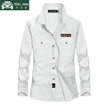 

2020 Brand Men Shirt 100% Pure Cotton Long Sleeves Casual Shirts Men Plus Size S-4XL Camisa masculina Military Chemise Homme