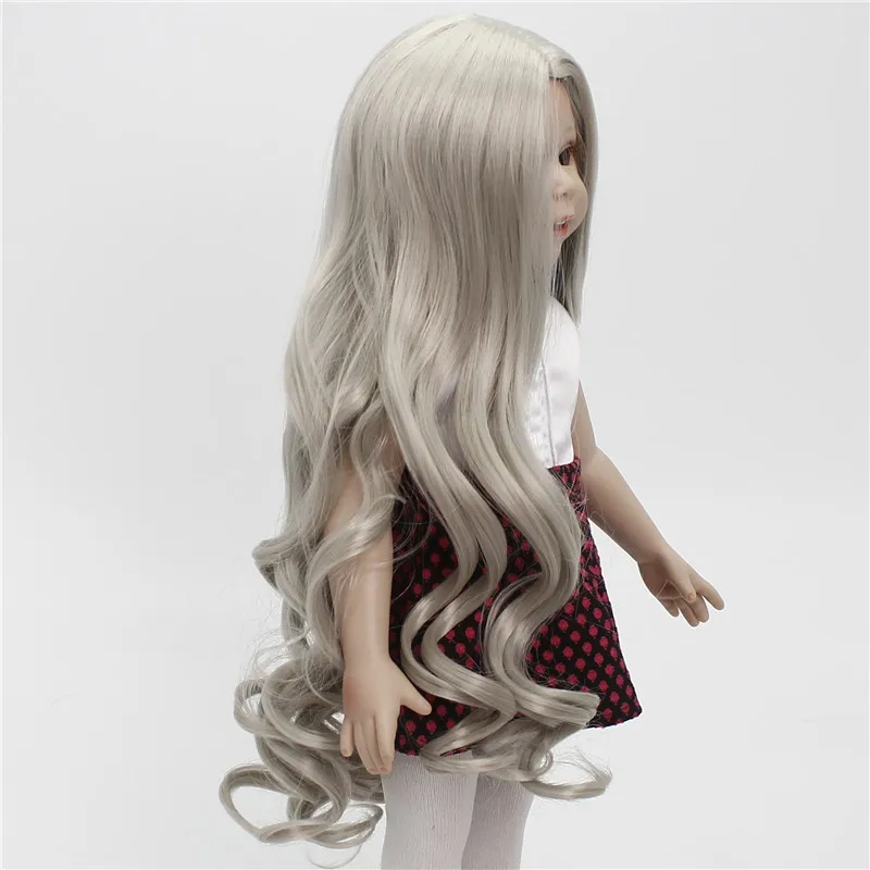 18 дюймов Высота американская кукла парики длинные вьющиеся серый хаки смешанный цвет для волос парики для 1" американская игрушка лучший подарок для девочек