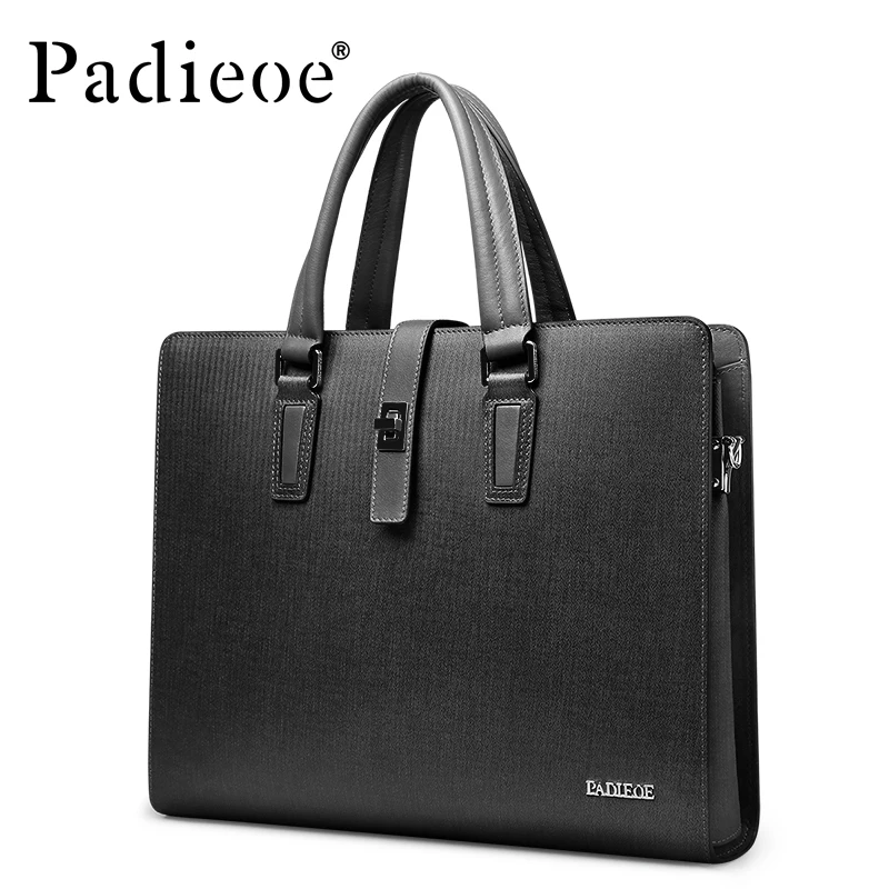 

Padieoe Luxury Top Split Cowhide Leather Large Business Briefcase High Quality Laptop Documents Bag Fashion Men's Shoulder Bag