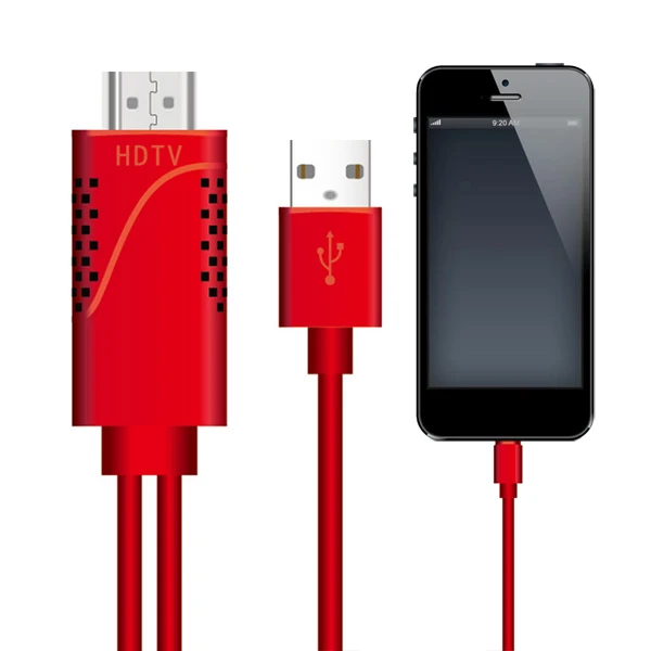 HDMI кабель телефон к телевизору для Lightning к HDMI кабель адаптер для Apple iPhone X 8 7 6S iPad Pro Air HDMI ТВ Цифровой AV адаптер - Цвет: Red