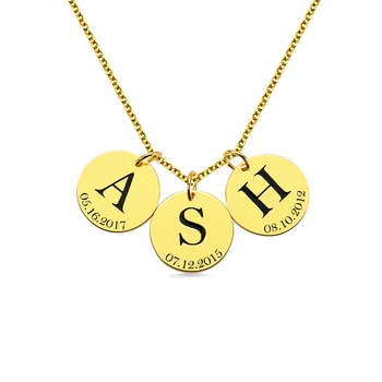 

AILIN Personalized Initial Date Coin Necklace Women Fashion Necklace Sterling Silver Necklace