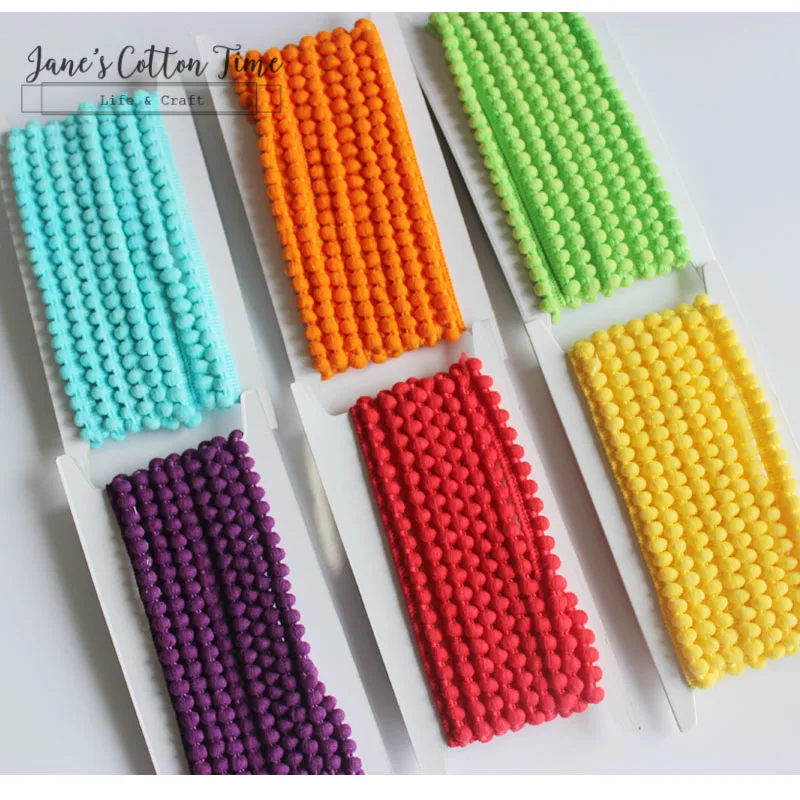 

2yards decorative trim pompom lace rainbow color 0.5cm ball diameter 1cm wide trimming laciness Handmade materials accesory