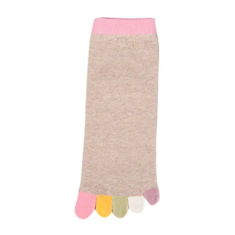 New Fashion Winter Women Girls Casual Daily Print Multicolor Mid Tube Toe Socks Five Finger Sock Cotton  Socks #4F03 (14)