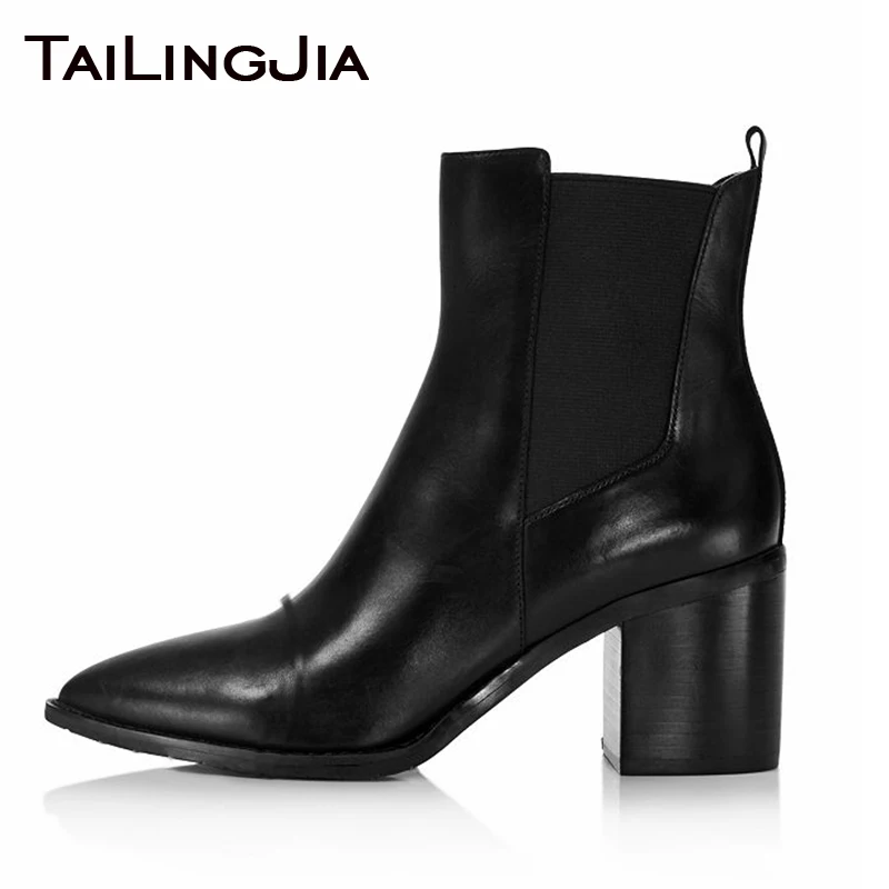 

Black Block Low Heel Woman Shoes Women Chunky Anlkle Boots Ladies Slip On Square Low Heel Short Boots Winter Spring Shoes Whole