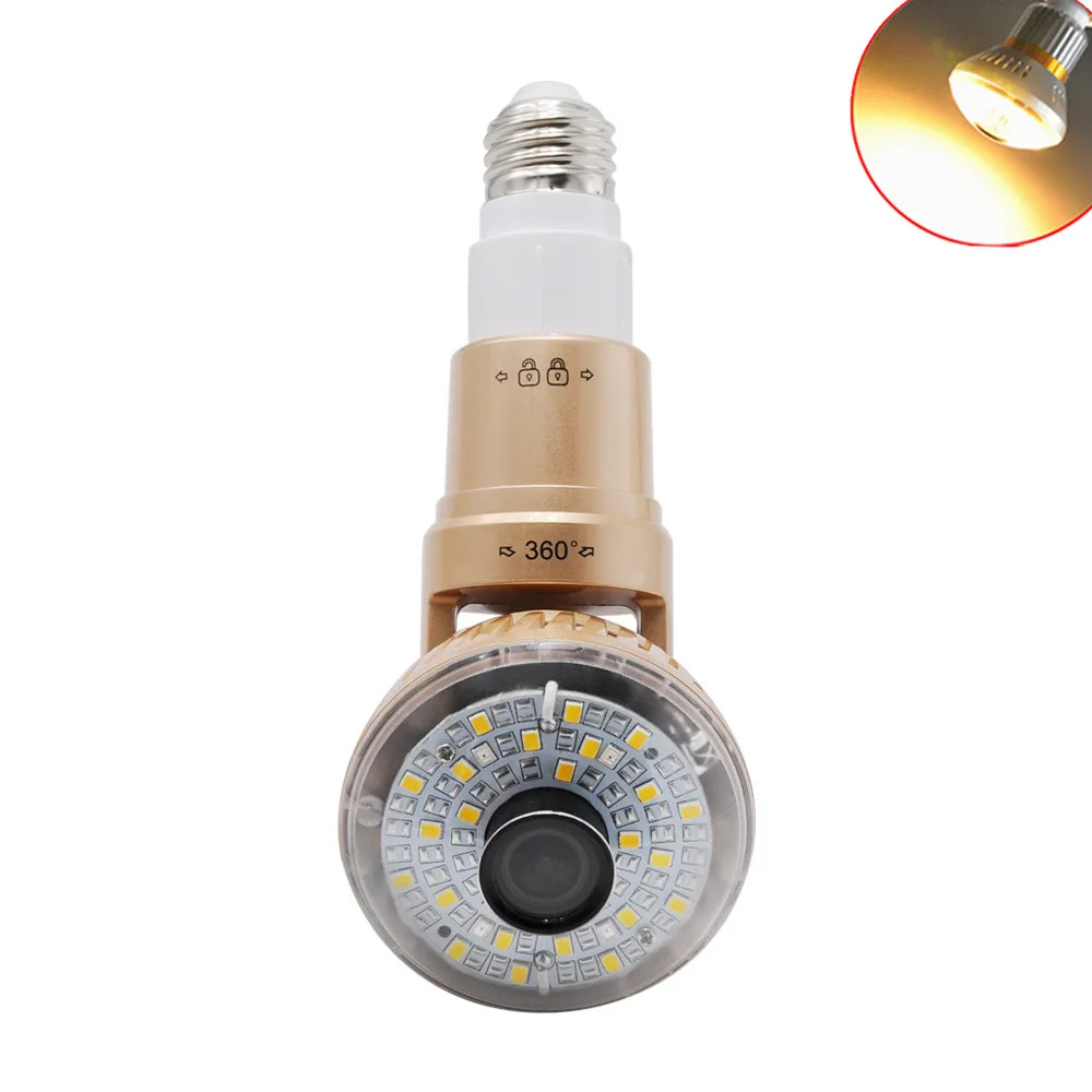 

IB-185Y Led Bulb WiFi HD 960P P2P IP Video Surveillance Camera 2.8mm Lens with Warm Light Motion Dection 25pcs of white LED