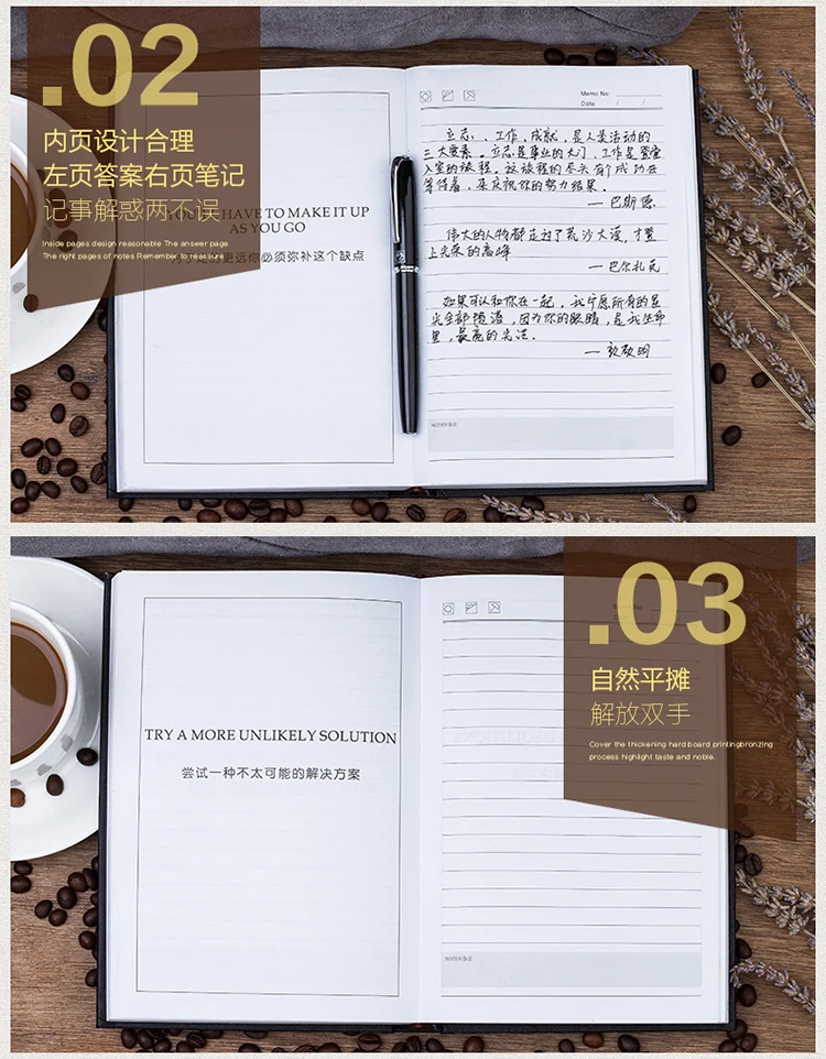 Chinese and English hardcover notebooks Note Book Kawaii Journal Notebook Luxury 352 Sheets Planner Sketchbook Diary