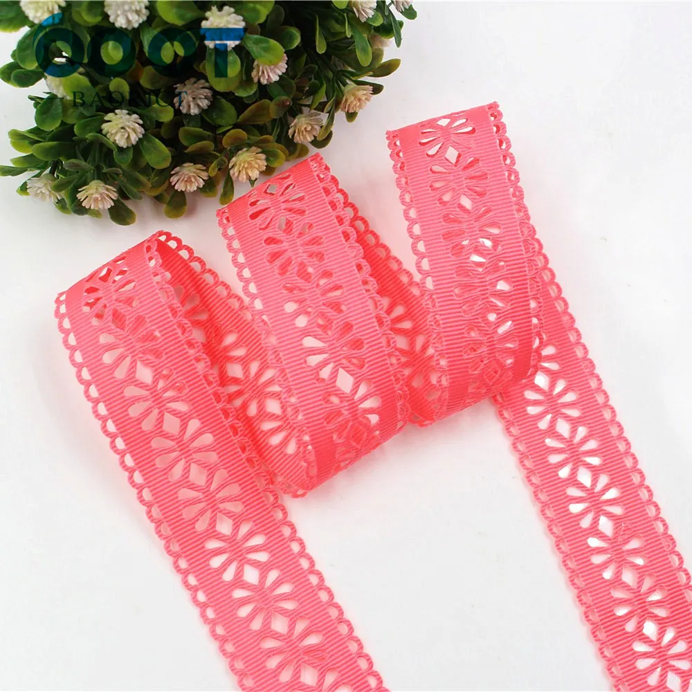 OOOT BAORICT 177036 цветок полые grosgrain ленты 28 мм 10 ярдов для шитья DIY головной убор