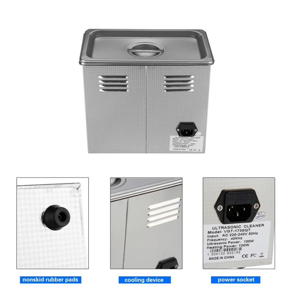 Digital Ultrasonic Cleaning Transducer Baskets Jewelry Watches Dental PCB CD 0.8L 35W 42kHz Ultrasound Cleaner Ultrasonic Bath6