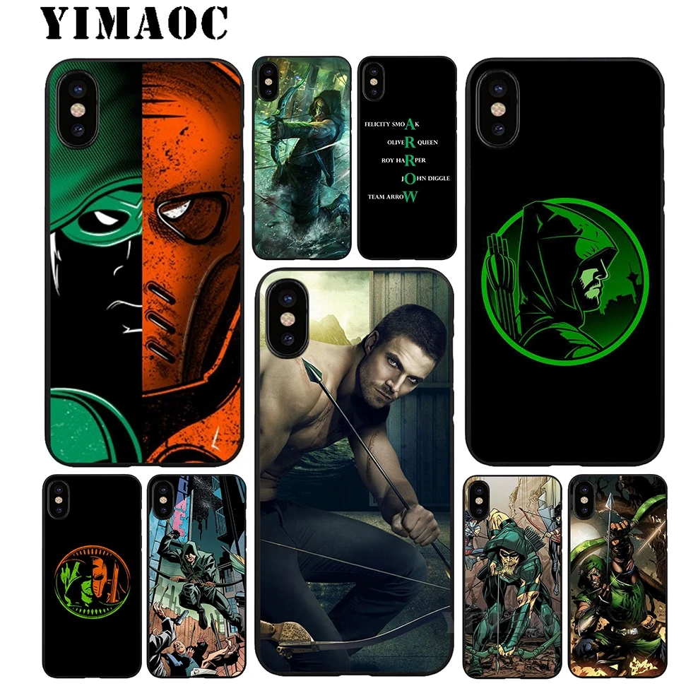 YIMAOC Зеленая Стрелка Мягкий ТПУ Черный силиконовый чехол для iPhone X или 10 8 7 6 6S Plus 5 5S