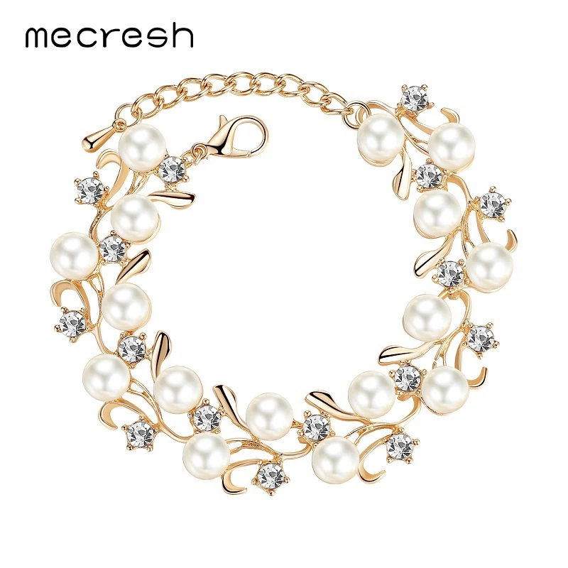 Mecresh идеально круглые имитация жемчуга свадебные браслеты для женщин хрустальные браслеты для невесты Свадебный Рождественский подарок MSL321